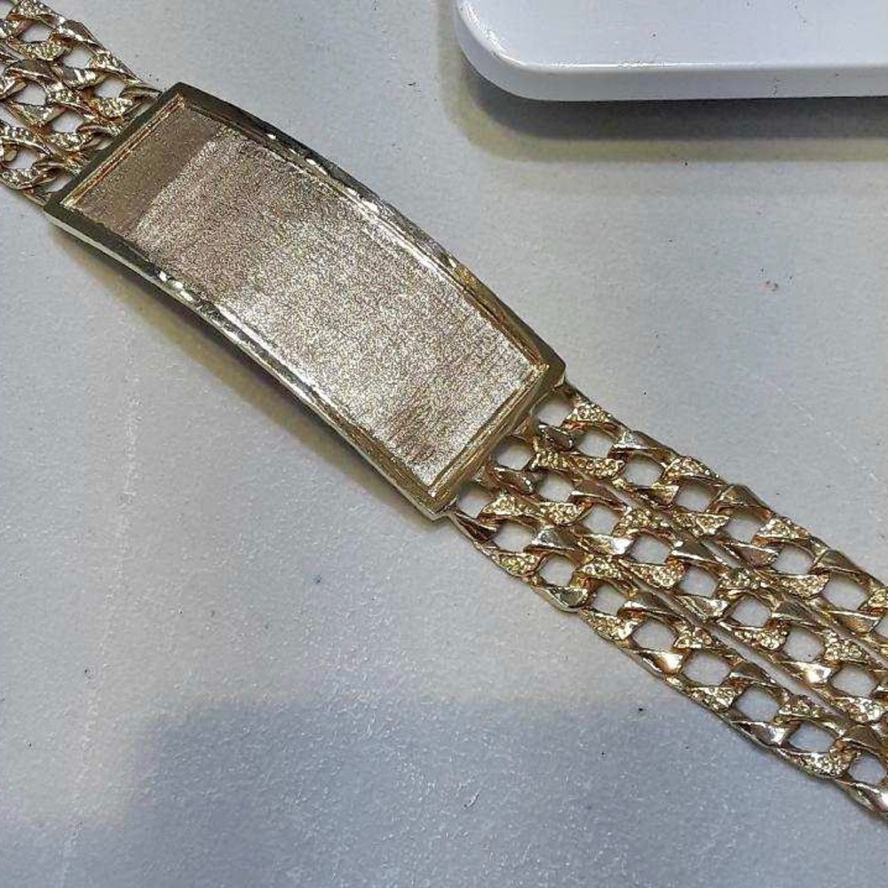 Heavy Solid Gold 3 Row Cuban Link ID Bracelet